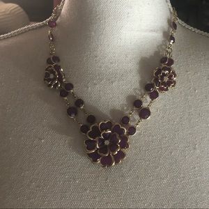 Monet purple and gold bib necklace